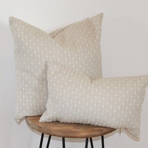 Mila Throw Pillow, Natural with White Dot image 5