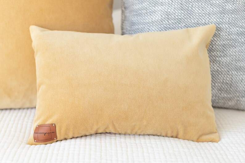 Cassidy Throw Pillow, Mustard Velvet image 3