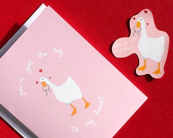 You've Got The Key To My Heart/Funny Valentine's Day Card/Cute Untitled Goose Game Card/Love Boyfriend Partner Girlfriend Gift