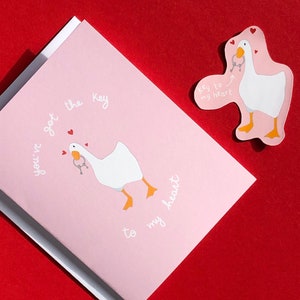 You've Got The Key To My Heart/Funny Valentine's Day Card/Cute Untitled Goose Game Card/Love Boyfriend Partner Girlfriend Gift