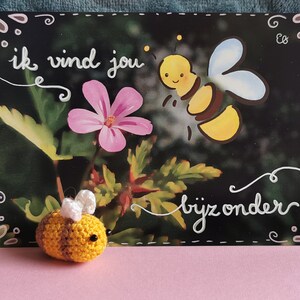 Gehaakt bijtje + bijpassende wenskaart 'Ik vind jou bijzonder' / handgemaakt / gepersonaliseerd / cadeautje / lucky bee