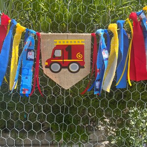 Red & Blue Rescue Emergency High Chair Banner, Cake Smash, Photo Prop, Fireman Banner