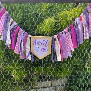 Purple Sweet One First Birthday High Chair Banner, High Chair Tutu, Smash Cake Photo Prop