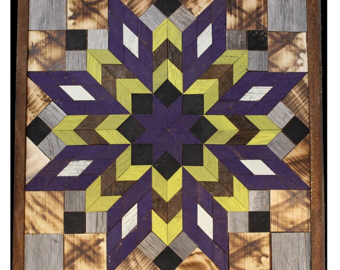 Amish Barn Quilt Wall Art 20.5 X 20.5 Purple and Yellow Flower - Etsy