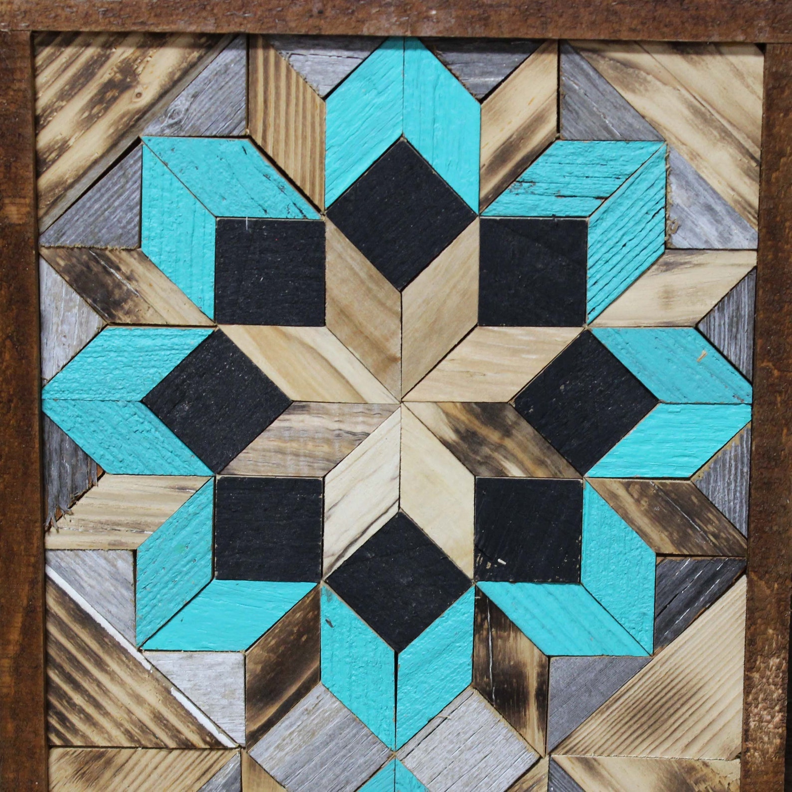 Amish Barn Quilt Wall Art 30 X 10.5 Turquoise and Black - Etsy