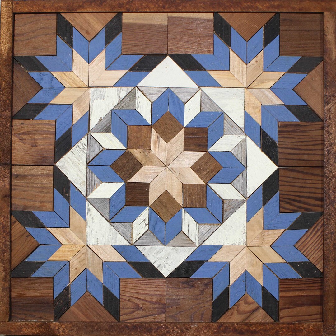 Amish Barn Quilt Wall Art 20.5 X 20.5 Blue Flowerburst - Etsy