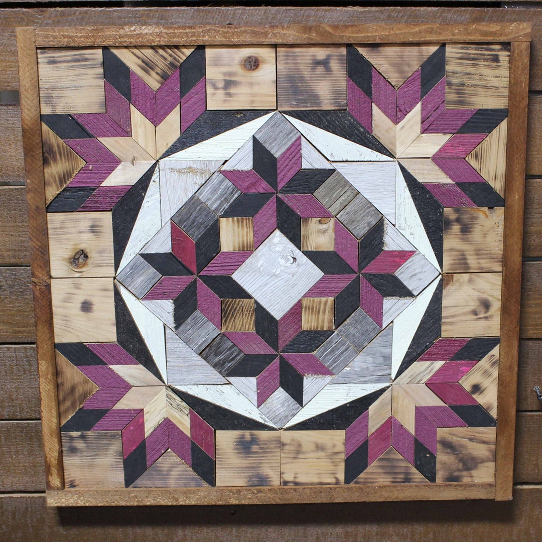 Amish Barn Quilt Wall Art 20.5 X 20.5 Wine Colored Starburst - Etsy