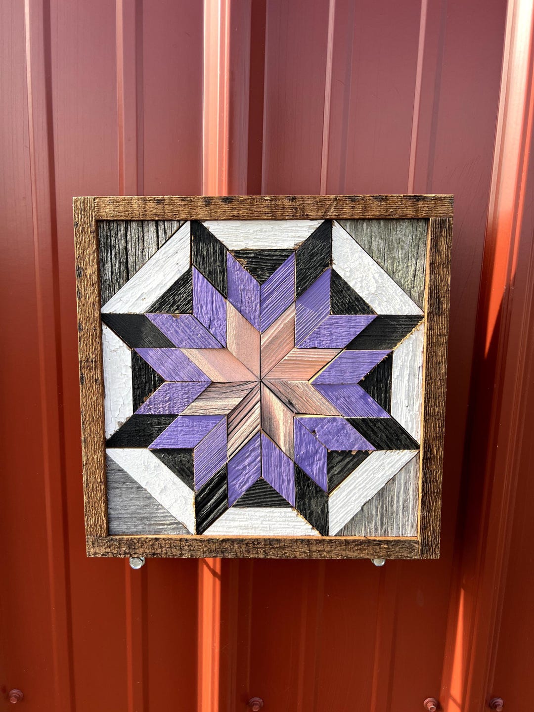 Amish Reclaimed Wood Barn Quilt Wall Art 10.5 X 10.5 Purple/pink ...