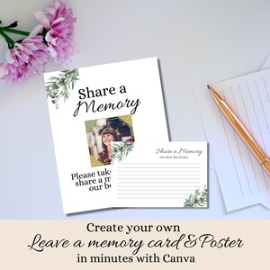 Funérailles Partagez un modèle de mémoire, Canva Funeral Printable, Carte mémoire modifiable, Affiche de mémoire aimante, Perte de mère, Perte de père SH02