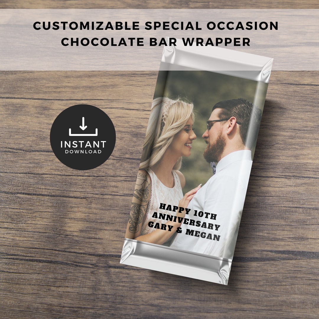 Customizable Chocolate Bar Wrapper, Wedding Party Favor (instant ...