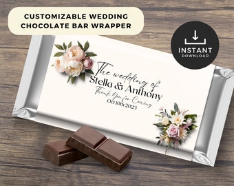 Customizable Wedding Chocolate Bar Wrapper (Digital Download)