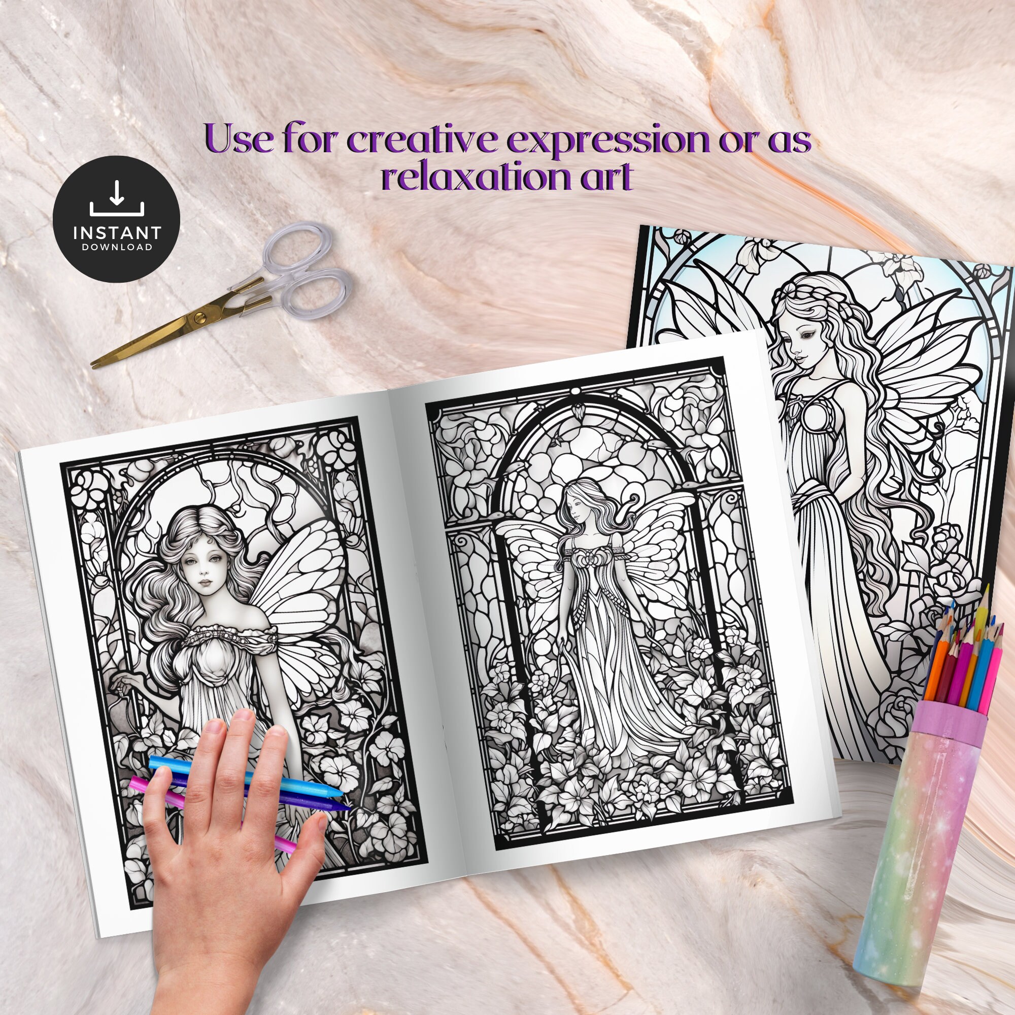 Adult Coloring Book| Fantasy Coloring Pages | Fairy Coloring Sheets