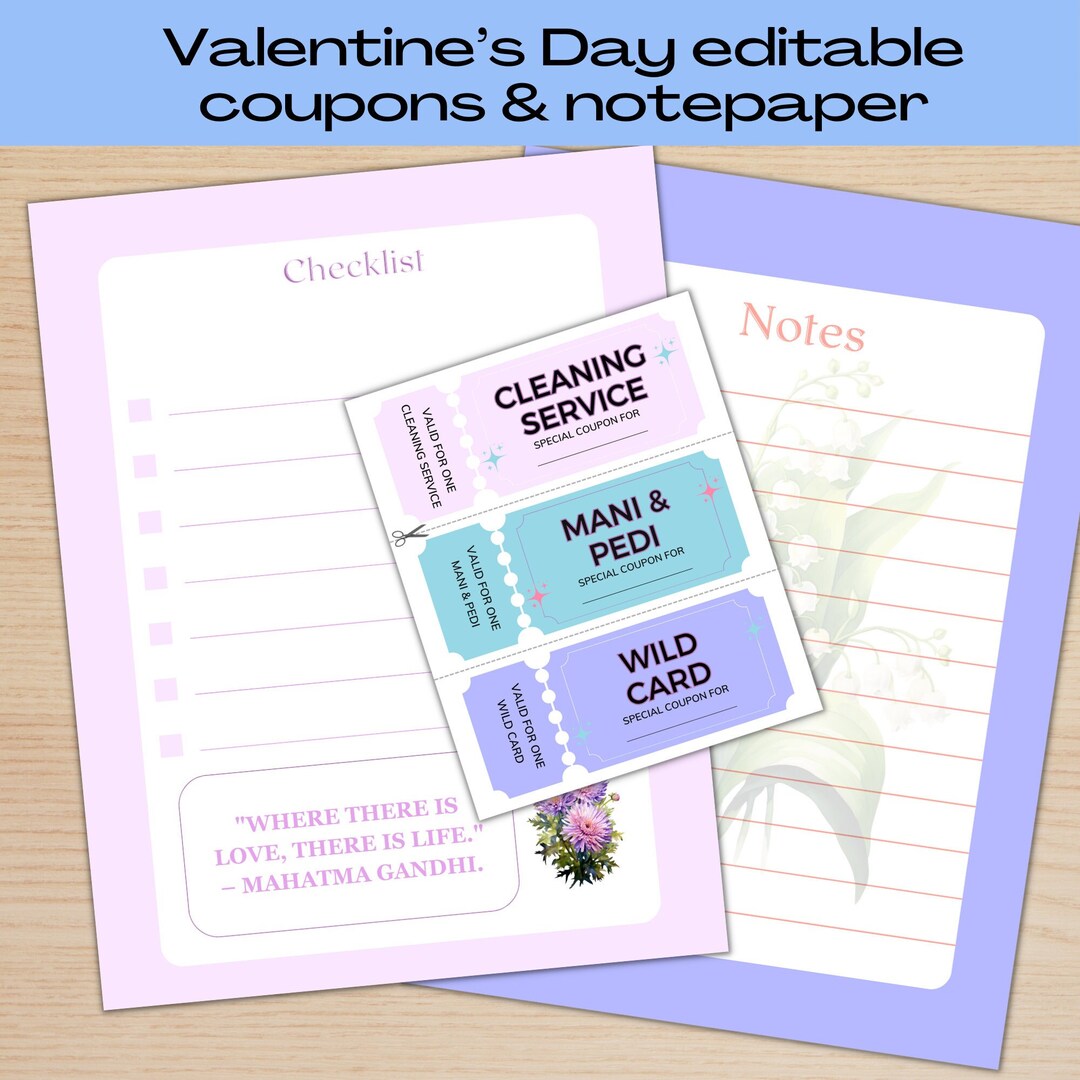 Printable Love Coupons, Valentine's Day Coupon Book Printable