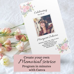 Modèle de programme funéraire, Canva Funeral Printable, Editable Bi-Fold Obituary Funeral, En mémoire aimante, Perte de mère, Perte de père