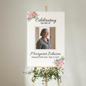 Modèle de signe funéraire, Canva imprimable, funérailles nécrologiques modifiables, en mémoire aimante, perte de mère, perte de père, célébration de la vie