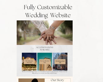 Boho Floral Wedding Website Template | Digital Invitation (PDF)