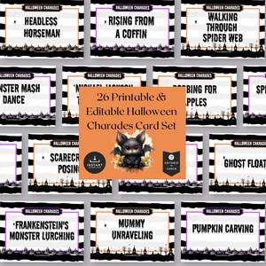 Halloween Games, Halloween Charades, Spooky Fun Party Games, INSTANT DOWNLOAD, Halloween Charade Cards, Printable Halloween Games HCC01