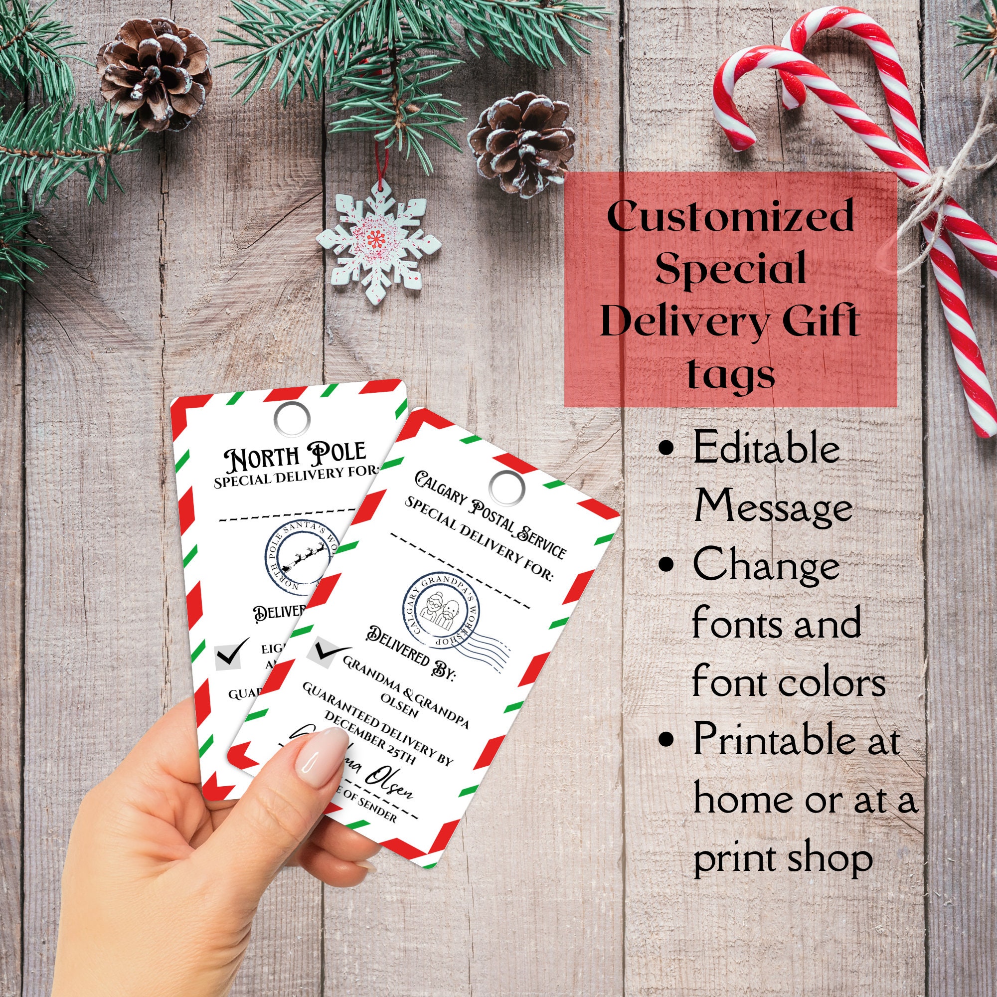 Custom Special Delivery Holiday Gift Tags Christmas Tag Santa Gift ...