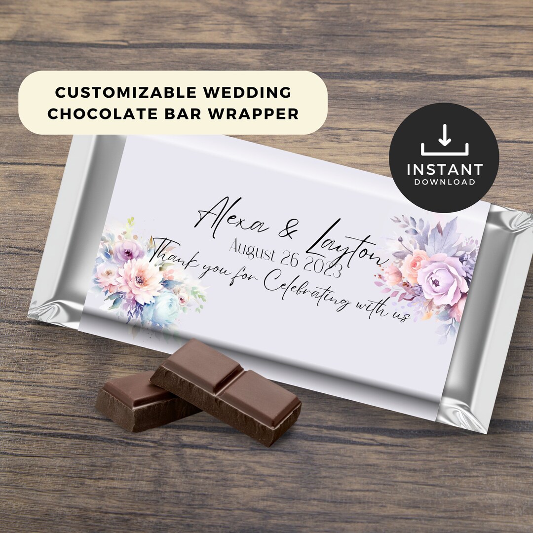 Customizable Wedding Chocolate Bar Wrapper (instant Download) - Etsy