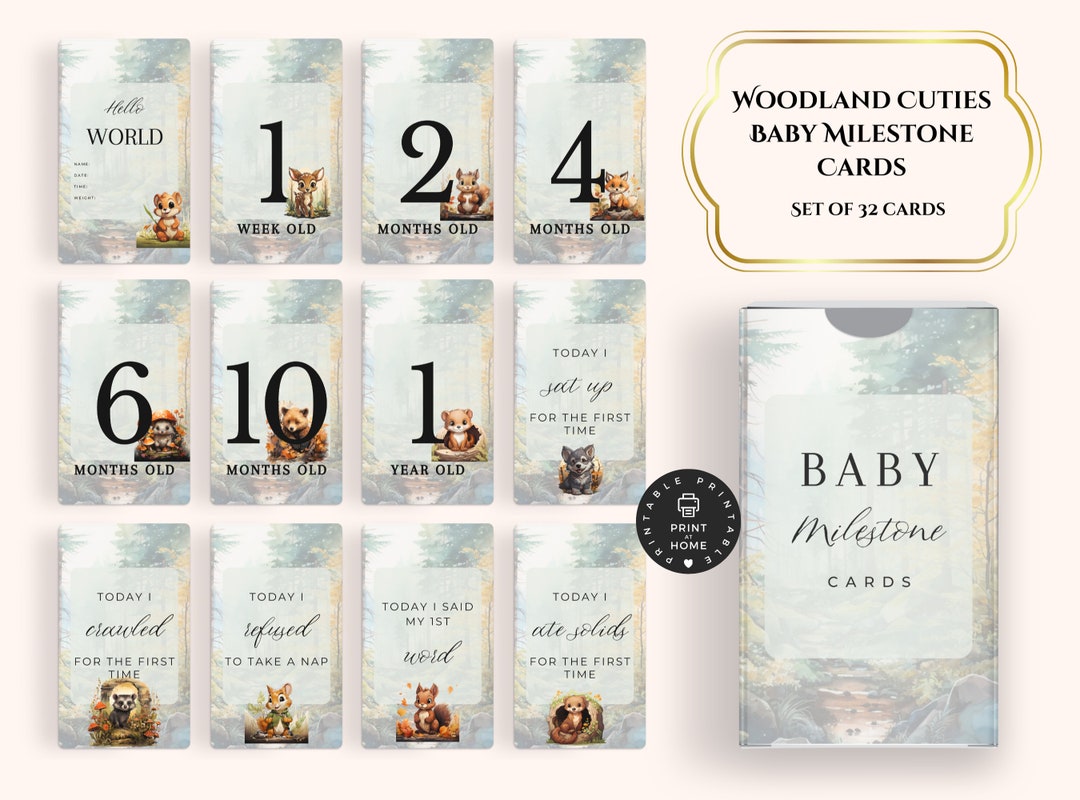 Woodland Baby Milestone Cards | Photo Props (digital Download) - Etsy