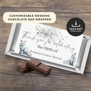 Personalisierbare Schokoriegel Wrapper, Instant download, Taufe| Printable Candy Bar Label|Hershey Label Template| Druckvorlage Gastgeschenke CBW07