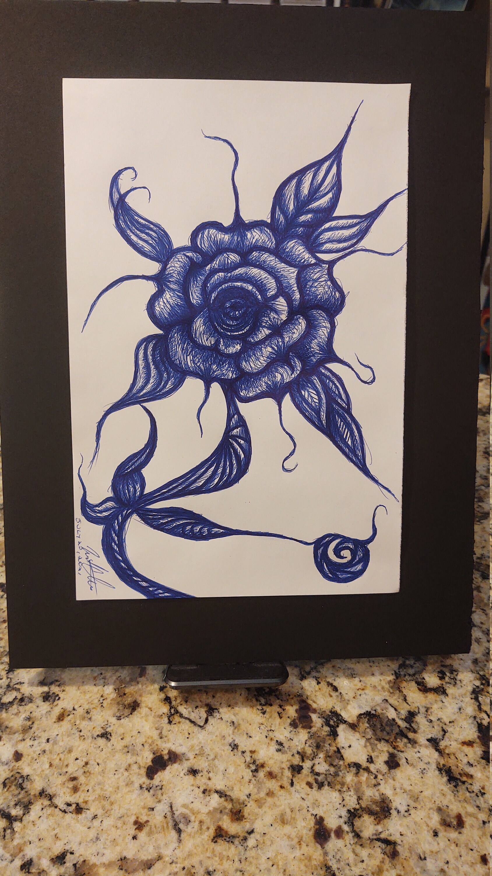 Biro 'ballpoint' Pen Sketch Rose Tattoo Artwork Pen Etsy UK