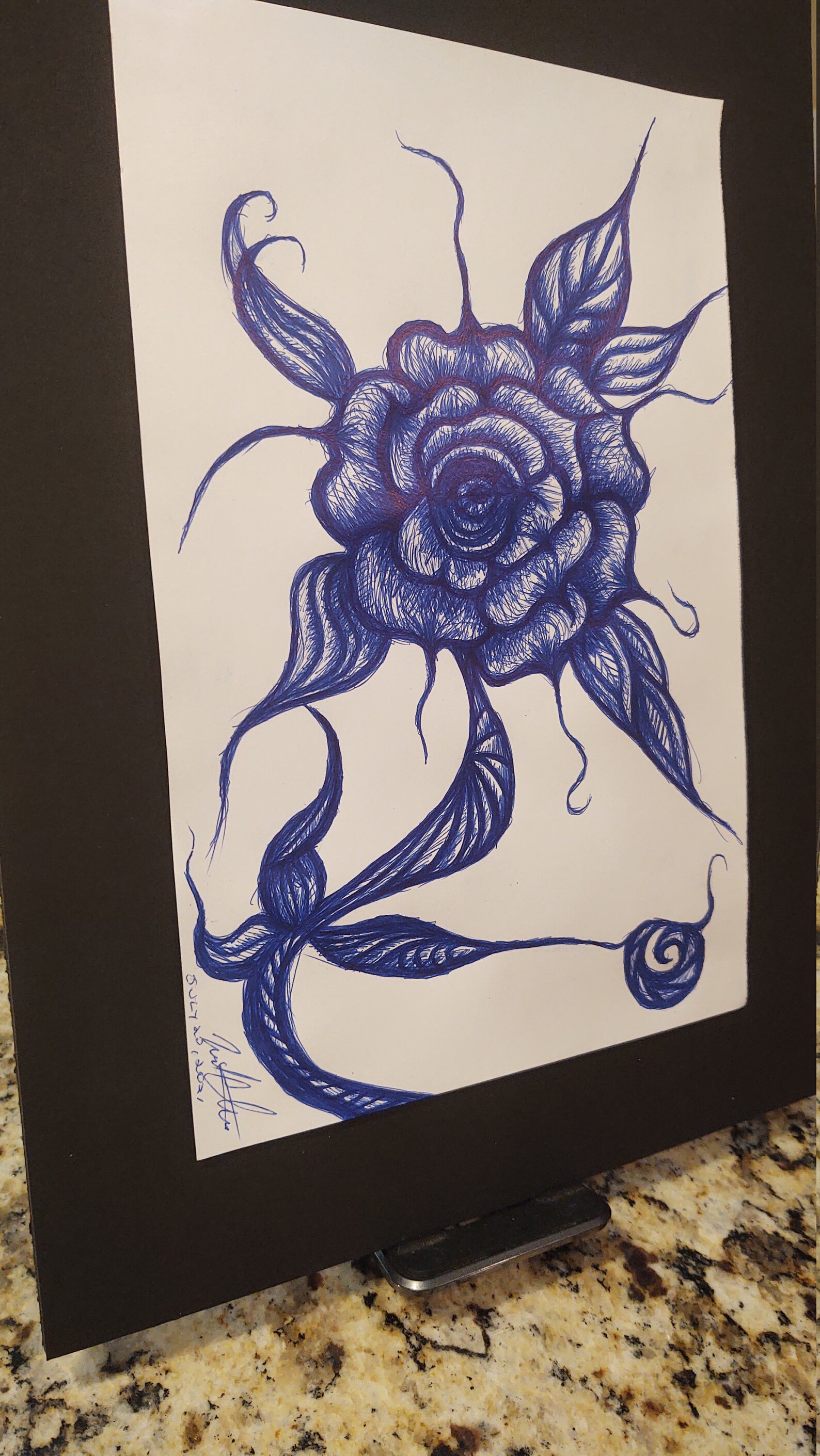 Biro 'ballpoint' Pen Sketch Rose Tattoo Artwork Pen and Ink Flower Etsy