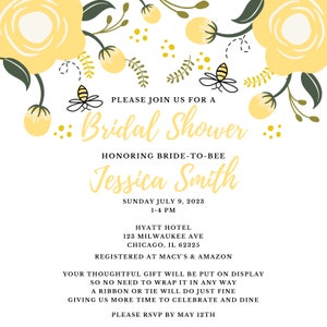 Bride to Bee Bridal Shower Invitation Template
