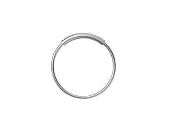 May include: A silver key ring with a simple, circular design.