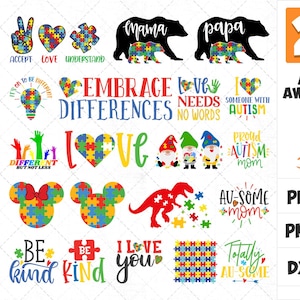 Austism Awareness Svg Bundle, Austism Svg, Austism Awareness Png, Puzzle Svg, Puzzle Piece Svg, Austism Clipart, Autism Ribbon Svg, Png