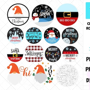 Christmas Round Signs Bundle, Round Christmas Ornaments SVG, Christmas Svg, Christmas Bauble Svg, Merry Christmas Svg, Round Wood Christmas