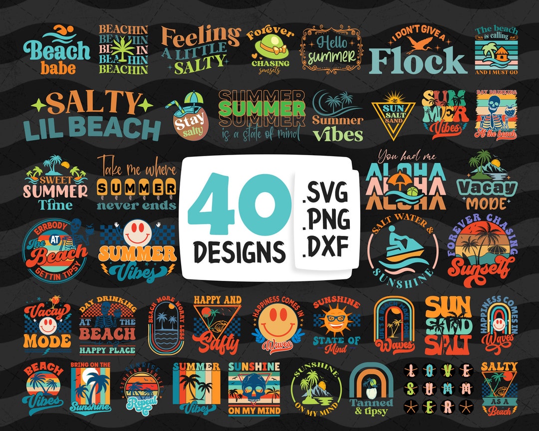 Retro Summer SVG Bundle, Summer Svg, Beach Svg, Summertime Svg, Funny ...