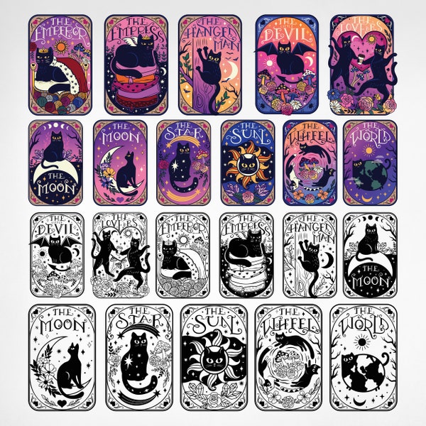 Tarot Cards Funny Bundle SVG, Tarot Cards Svg, Tarot Svg Png, Cat Tarot Cards, Spiritual Png, Mystical Svg, Cute Tarot Cards Svg, Png,Cricut