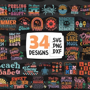 Retro Summer SVG Bundle, Beach SVG, Summer Png Bundle, Summer Svg, Summertime Svg, Vacation Svg, Funny Beach Quotes, Summer Quotes Svg, Png