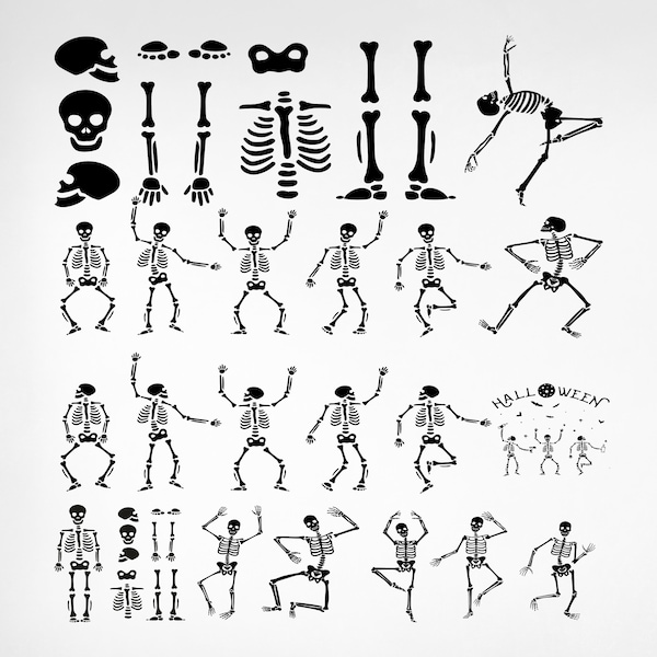 Skeleton SVG Bundle, Skeleton Clipart, Fall Svg, Dancing Skeleton svg, Skeleton Silhouette, Halloween Clipart, Halloween Svg, Png, Cricut