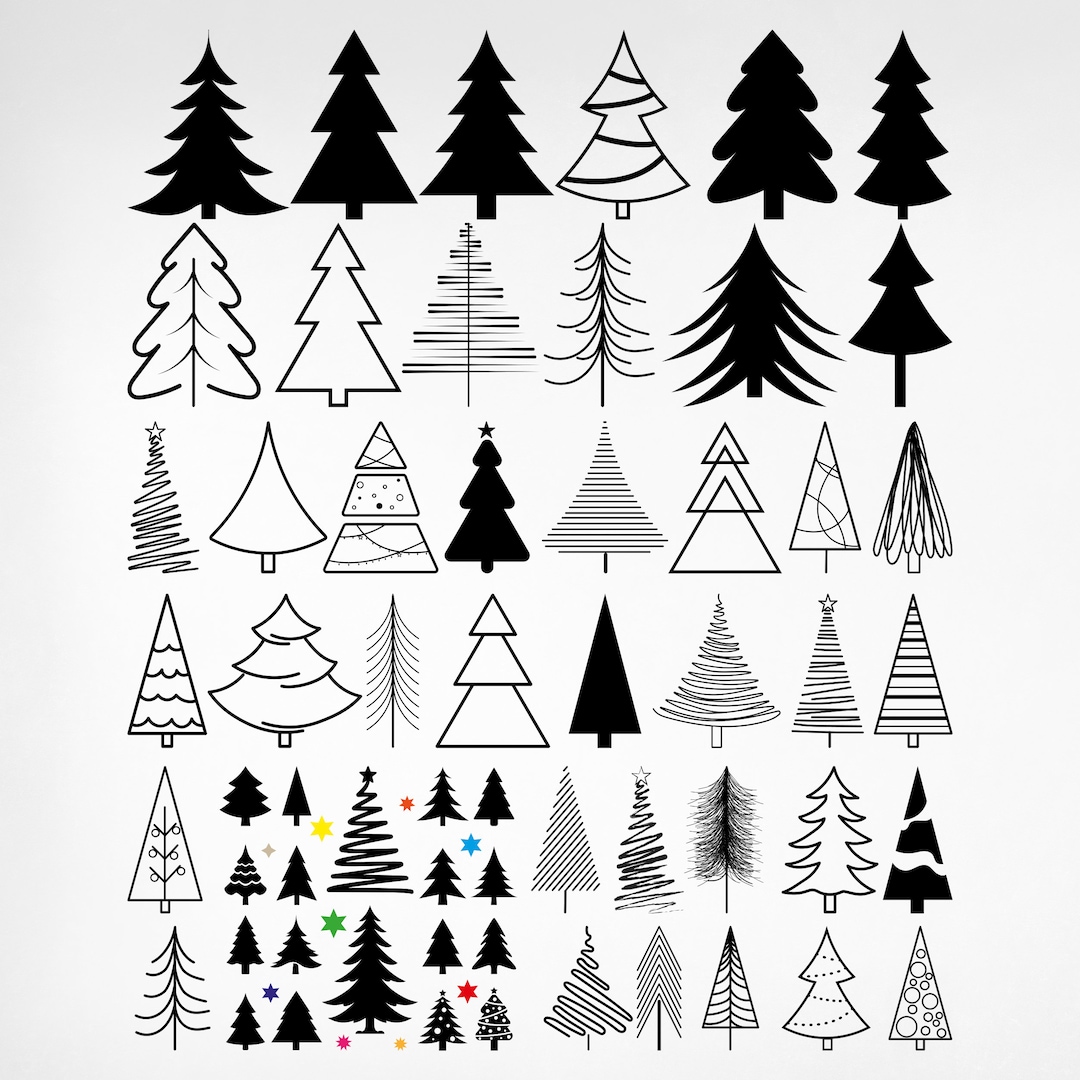 CHRISTMAS TREE SVG Bundle, Christmas Tree Outline Svg, Pine Tree Svg