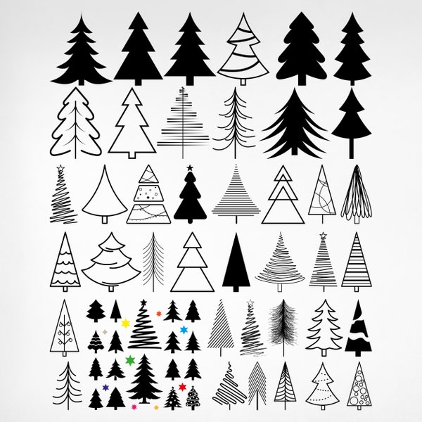 CHRISTMAS TREE SVG Bundle, Christmas Tree Outline Svg, Pine Tree Svg, Christmas Svg, Christmas Ornaments Svg, Merry Christmas Svg,Png,Cricut