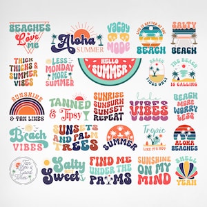 Retro Summer SVG Bundle, Summer Svg, Beach Svg, Summertime Svg, Summer Png Bundle, Summer Shirt Svg, Beach Shirt Svg, Png, Cricut, Clipart
