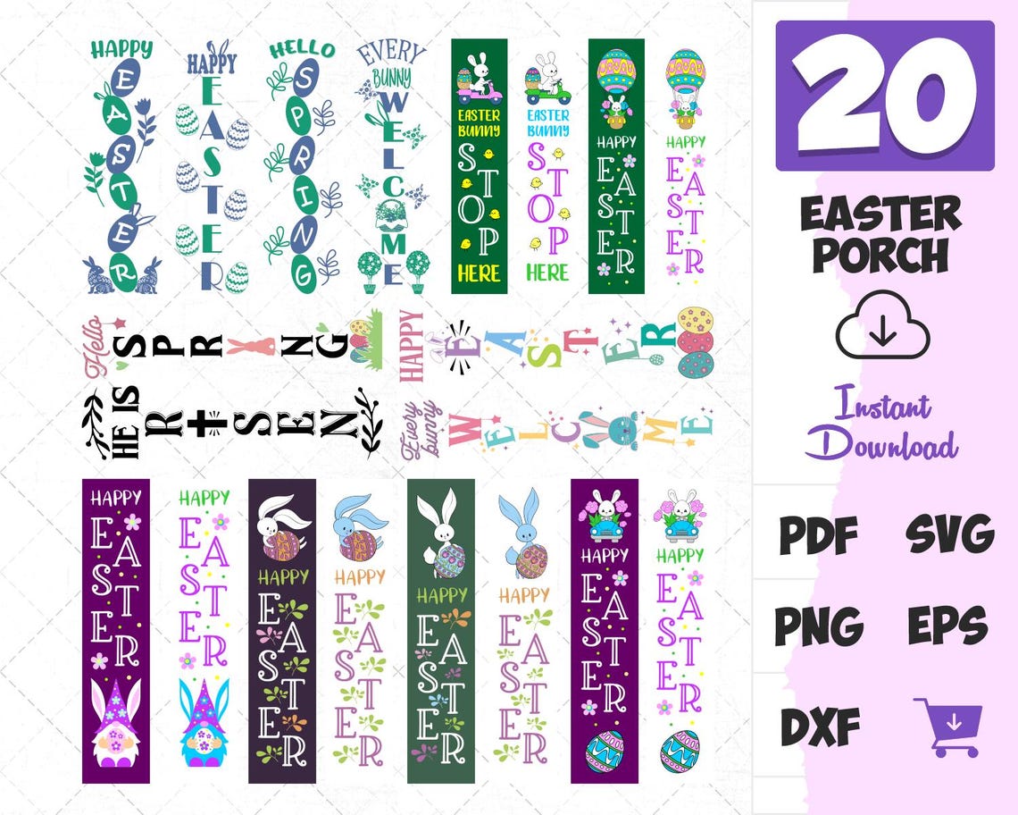 Easter Porch Sign SVG Bundle: Spring Welcome Designs (digital Download ...