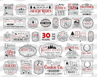 Vintage Christmas Sign SVG Bundle, Farmhouse Christmas Sign Svg Bundle ...
