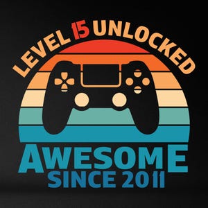 Level 15 Unlocked Video Game Controller SVG: 15th Birthday (Digital Download)
