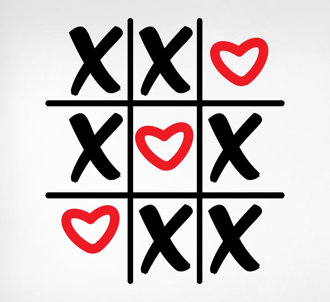 Tic Tac Toe Game Svg, Valentine Svg, XOXO Hearts Svg, Love Always Wins