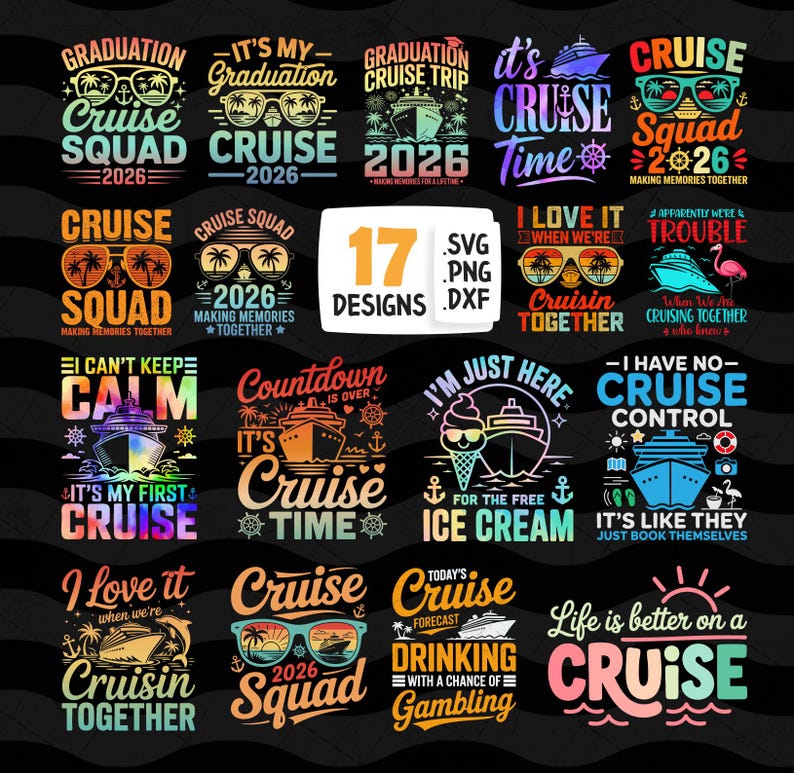 Cruise Crew 2026 PNG SVG Bundle, Funny Family Vacation Matching Cruise ...