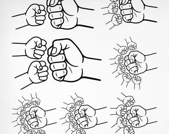 Father's Day Fist Bump Set, Father's Day Svg Design, Baby Toddler Kid Dad Fist Bump SVG, Customized Name, Family Svg, Png, Eps, Pdf, Cricut