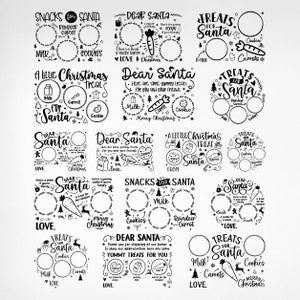 16 Pacchetto SVG PNG di Dear Santa Tray, SVG di Natale, SVG di Santa Tray, SVG di Santa Plate, SVG di Santa Milk Cookies, SVG di biscotti per Santa, Png, Cricut