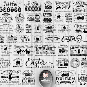Bauernhaus Ostern SVG Bundle, Ostern Bundle SVG, Fröhliche Ostern SVG, Baumwollschwänze Osterei Bauernhof Dekor, Hase SVG, Osterdekor Dekor svg, Png
