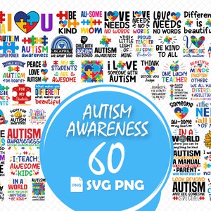 Autismus Bewusstsein SVG Bundle, Autismus Puzzle SVG, Autismus Mama SVG, Zitat, im April tragen wir blau SVG, Autismus Lehrer SVG, Png, Cricut