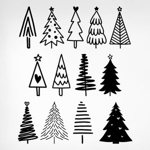 Pacote Svg de Árvore de Natal, Svg de Natal, Svg de Árvore de Natal, Svg de Feliz Natal,Svg desenhado à mão de pinheiro,Svg de inverno,Svg de Natal de fazenda,Png