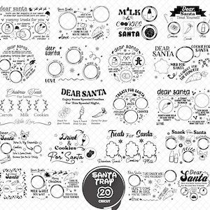 Pacchetto SVG Dear Santa Tray, Svg di Natale, Svg Dear Santa Tray, Piatto di Babbo Natale svg, Biscotti al latte di Babbo Natale Svg, Vassoio di Babbo Natale SVG, Carota per Rudolph