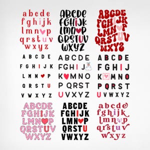 Je t'aime Svg, Svg Saint Valentin, Svg de l'Alphabet Saint-Valentin, Svg rétro de la Saint-Valentin, coeur Svg, amour Svg, je t'aime SVG, Png